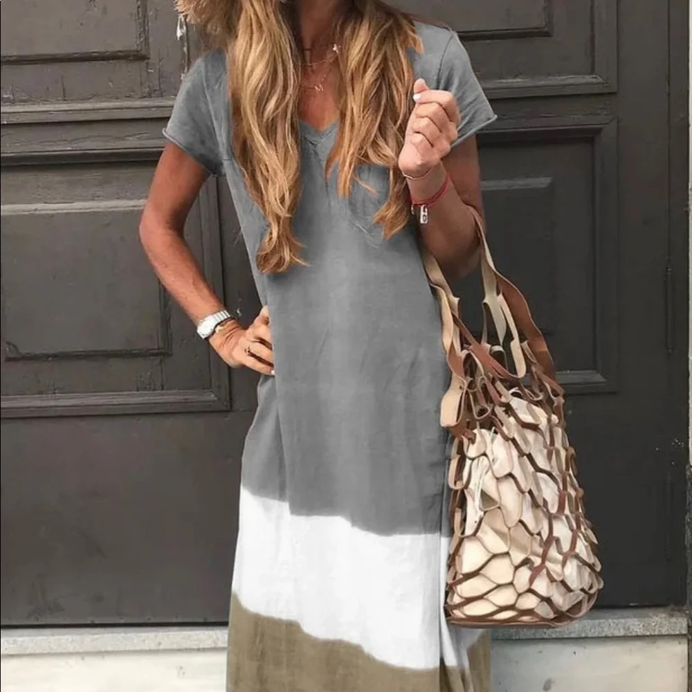 Short Sleeve Maxi Dress - New - Picture 1 of 4